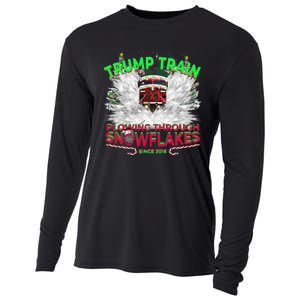 Trump Train Plowing Through Snowflakes Christmas Xmas President Cooling Performance Long Sleeve Crew