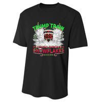 Trump Train Plowing Through Snowflakes Christmas Xmas President Performance Sprint T-Shirt