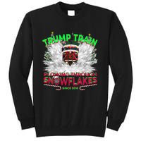 Trump Train Plowing Through Snowflakes Christmas Xmas President Tall Sweatshirt