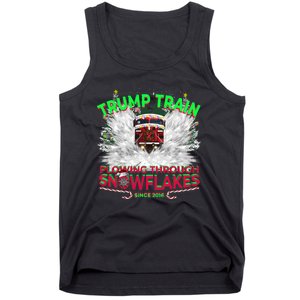 Trump Train Plowing Through Snowflakes Christmas Xmas President Tank Top