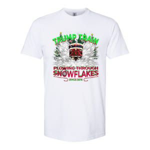 Trump Train Plowing Through Snowflakes Christmas Xmas President Softstyle CVC T-Shirt