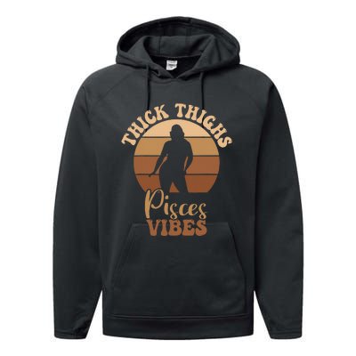 Thick Thighs Pisces Vibes Melanin Black Women Performance Fleece Hoodie