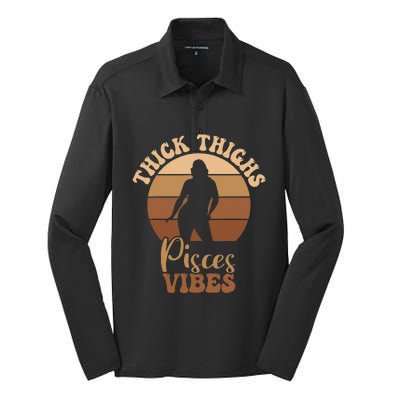 Thick Thighs Pisces Vibes Melanin Black Women Silk Touch Performance Long Sleeve Polo