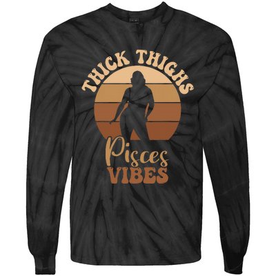 Thick Thighs Pisces Vibes Melanin Black Women Tie-Dye Long Sleeve Shirt