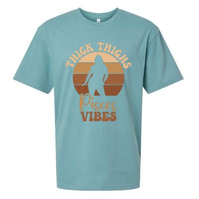 Thick Thighs Pisces Vibes Melanin Black Women Sueded Cloud Jersey T-Shirt