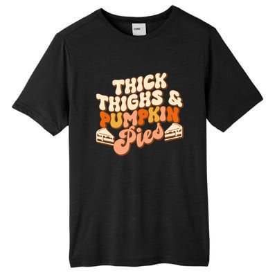 Thick Thighs Pumpkin Pies Autumn Thanksgiving Groovy Retro Tall Fusion ChromaSoft Performance T-Shirt