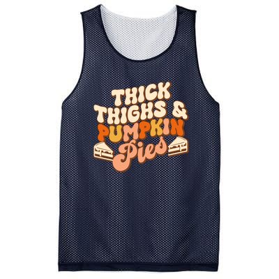 Thick Thighs Pumpkin Pies Autumn Thanksgiving Groovy Retro Mesh Reversible Basketball Jersey Tank