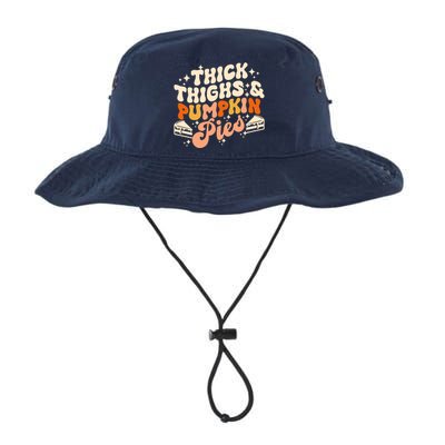 Thick Thighs Pumpkin Pies Autumn Thanksgiving Groovy Retro Legacy Cool Fit Booney Bucket Hat