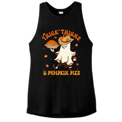 Thick Thighs Pumpkin Pies Howdy Ghost Halloween Thanksgiving Ladies PosiCharge Tri-Blend Wicking Tank