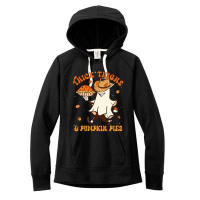 Thick Thighs Pumpkin Pies Howdy Ghost Halloween Thanksgiving Women's Fleece Hoodie