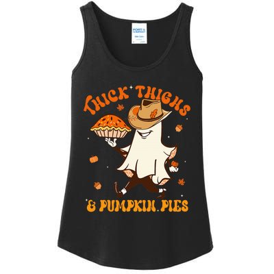 Thick Thighs Pumpkin Pies Howdy Ghost Halloween Thanksgiving Ladies Essential Tank