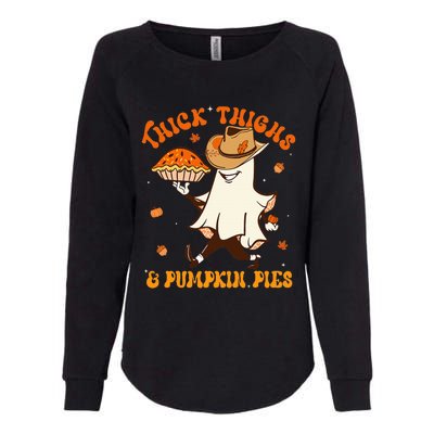 Thick Thighs Pumpkin Pies Howdy Ghost Halloween Thanksgiving Womens California Wash Sweatshirt