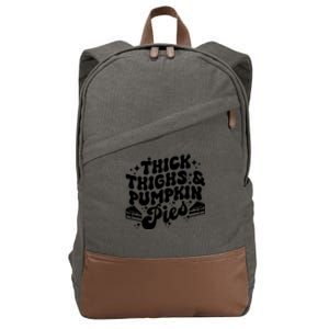 Thick Thighs Pumpkin Pies Autumn Thanksgiving Groovy Retro Cotton Canvas Backpack