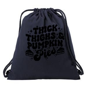 Thick Thighs Pumpkin Pies Autumn Thanksgiving Groovy Retro Drawstring Bag