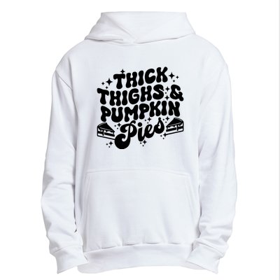 Thick Thighs Pumpkin Pies Autumn Thanksgiving Groovy Retro Urban Pullover Hoodie