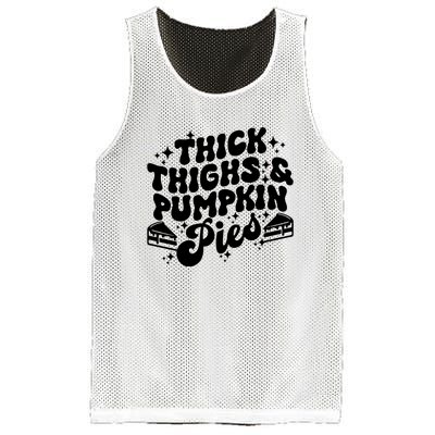 Thick Thighs Pumpkin Pies Autumn Thanksgiving Groovy Retro Mesh Reversible Basketball Jersey Tank