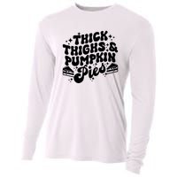 Thick Thighs Pumpkin Pies Autumn Thanksgiving Groovy Retro Cooling Performance Long Sleeve Crew