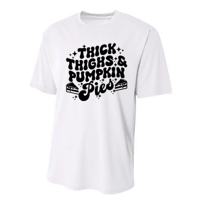 Thick Thighs Pumpkin Pies Autumn Thanksgiving Groovy Retro Performance Sprint T-Shirt