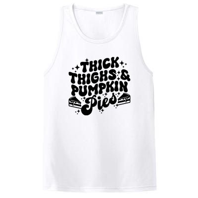 Thick Thighs Pumpkin Pies Autumn Thanksgiving Groovy Retro PosiCharge Competitor Tank