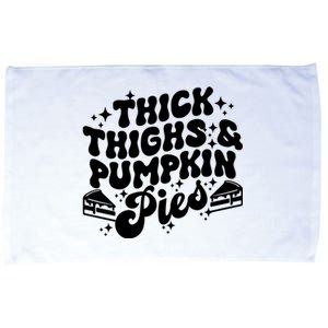 Thick Thighs Pumpkin Pies Autumn Thanksgiving Groovy Retro Microfiber Hand Towel