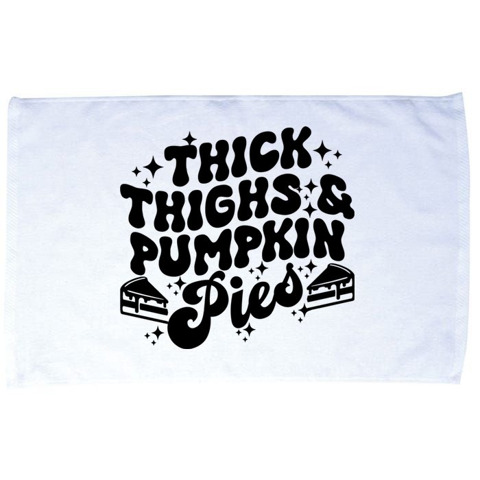 Thick Thighs Pumpkin Pies Autumn Thanksgiving Groovy Retro Microfiber Hand Towel