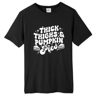 Thick Thighs Pumpkin Pies Autumn Thanksgiving Groovy Retro Tall Fusion ChromaSoft Performance T-Shirt