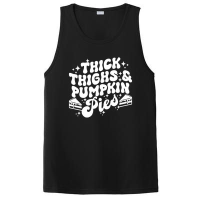 Thick Thighs Pumpkin Pies Autumn Thanksgiving Groovy Retro PosiCharge Competitor Tank