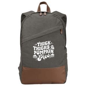 Thick Thighs Pumpkin Pies Autumn Thanksgiving Groovy Retro Cotton Canvas Backpack