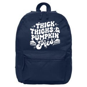 Thick Thighs Pumpkin Pies Autumn Thanksgiving Groovy Retro 16 in Basic Backpack