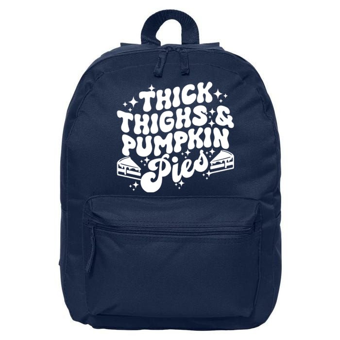 Thick Thighs Pumpkin Pies Autumn Thanksgiving Groovy Retro 16 in Basic Backpack