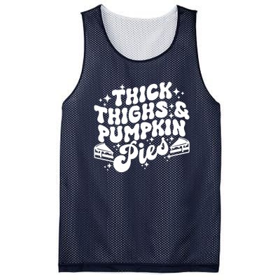 Thick Thighs Pumpkin Pies Autumn Thanksgiving Groovy Retro Mesh Reversible Basketball Jersey Tank