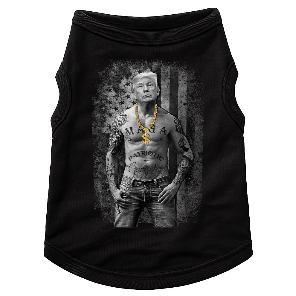 Trump Tattoo Patriotic Gangster Anti Liberal Pro Trump Republican Gifts Doggie Tank