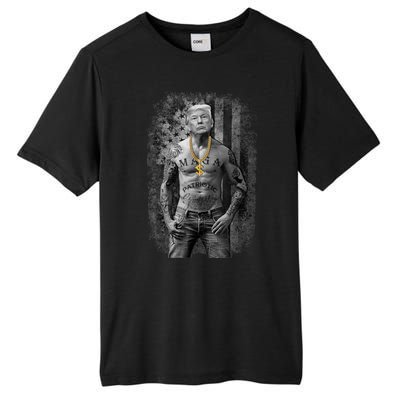 Trump Tattoo Patriotic Gangster Anti Liberal Pro Trump Republican Gifts Tall Fusion ChromaSoft Performance T-Shirt