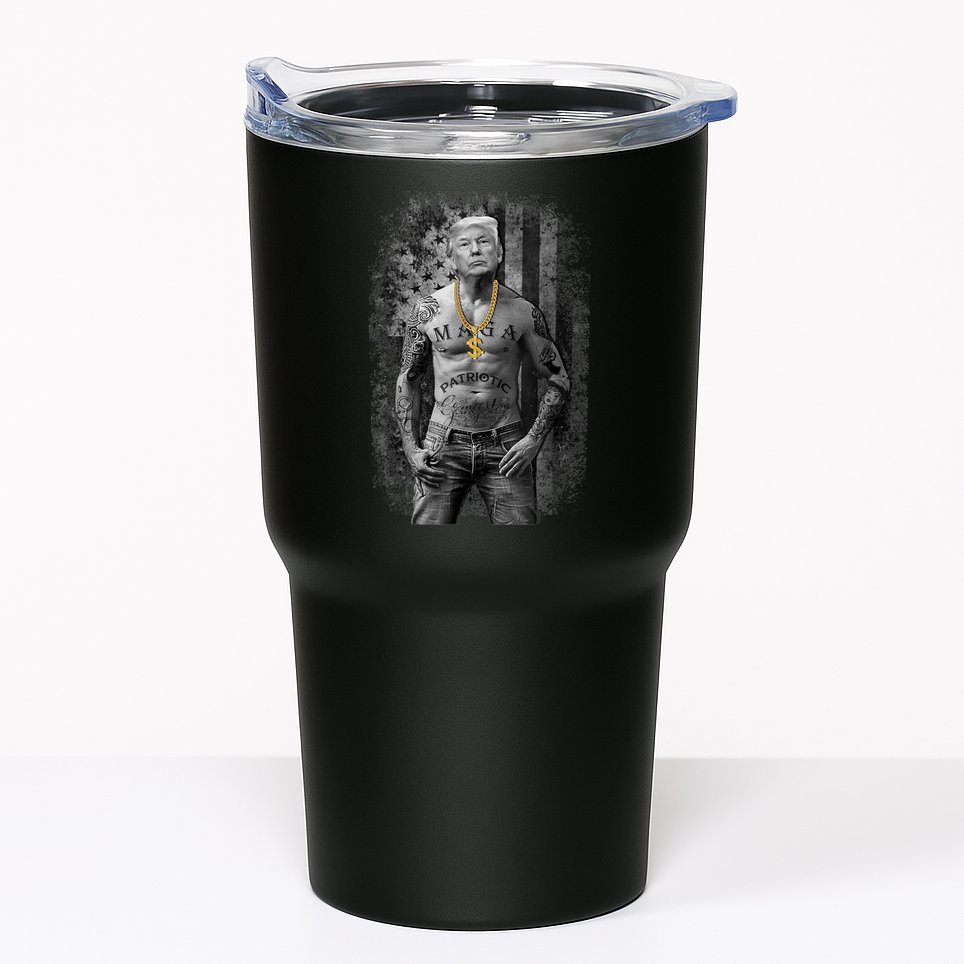 Trump Tattoo Patriotic Gangster Anti Liberal Pro Trump Republican Gifts Tumbler