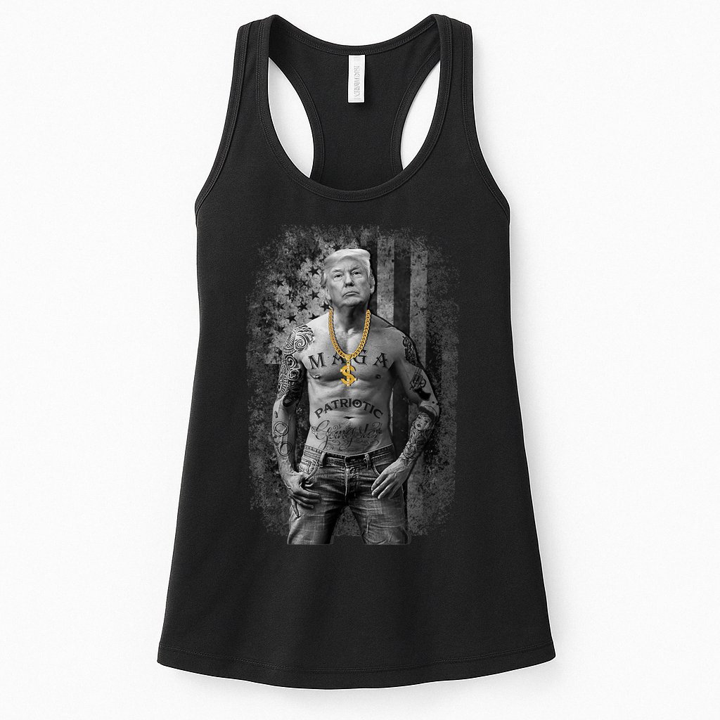 Trump Tattoo Patriotic Gangster Anti Liberal Pro Trump Republican Gifts Womens Tank Top