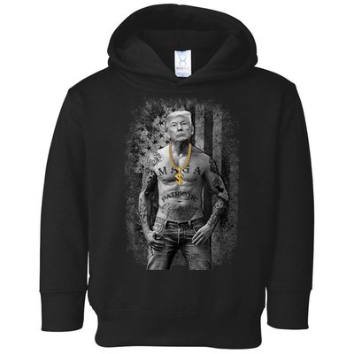 Trump Tattoo Patriotic Gangster Anti Liberal Pro Trump Republican Gifts Toddler Hoodie
