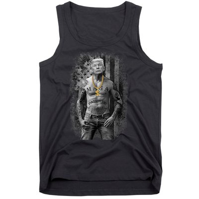 Trump Tattoo Patriotic Gangster Anti Liberal Pro Trump Republican Gifts Tank Top