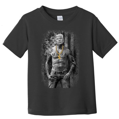Trump Tattoo Patriotic Gangster Anti Liberal Pro Trump Republican Gifts Toddler T-Shirt