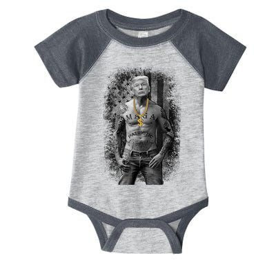 Trump Tattoo Patriotic Gangster Anti Liberal Pro Trump Republican Gifts Infant Baby Jersey Bodysuit