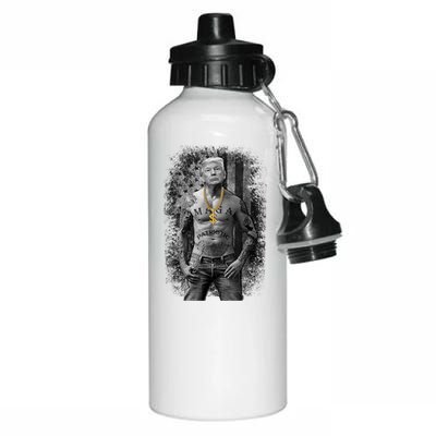 Trump Tattoo Patriotic Gangster Anti Liberal Pro Trump Republican Gifts Aluminum Water Bottle