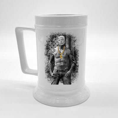 Trump Tattoo Patriotic Gangster Anti Liberal Pro Trump Republican Gifts Beer Stein