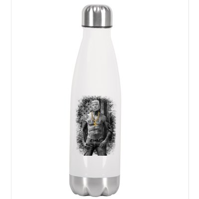 Trump Tattoo Patriotic Gangster Anti Liberal Pro Trump Republican Gifts Stainless Steel Insulated Water Bottle