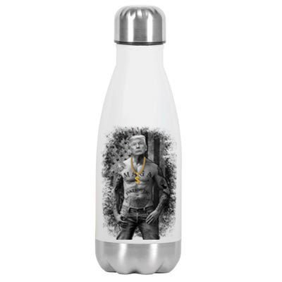 Trump Tattoo Patriotic Gangster Anti Liberal Pro Trump Republican Gifts Stainless Steel Insulated Water Bottle