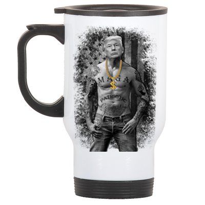 Trump Tattoo Patriotic Gangster Anti Liberal Pro Trump Republican Gifts Stainless Steel Travel Mug