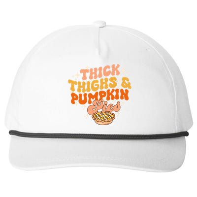 Thick Thighs Pumpkin Pies Autumn Thanksgiving Groovy Retro Snapback Five-Panel Rope Hat