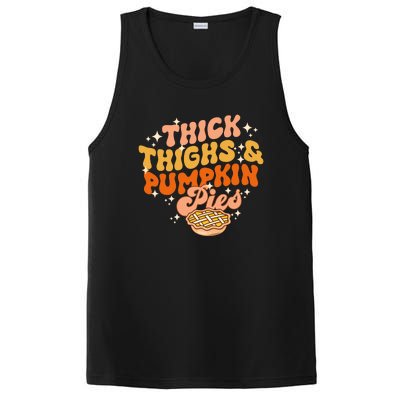 Thick Thighs Pumpkin Pies Autumn Thanksgiving Groovy Retro PosiCharge Competitor Tank