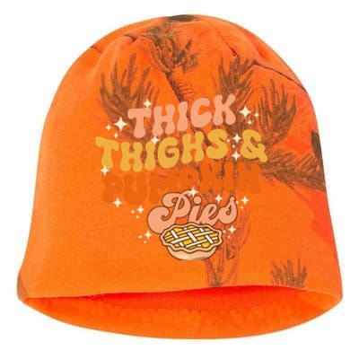 Thick Thighs Pumpkin Pies Autumn Thanksgiving Groovy Retro Kati - Camo Knit Beanie