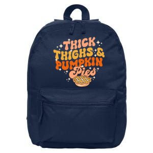 Thick Thighs Pumpkin Pies Autumn Thanksgiving Groovy Retro 16 in Basic Backpack