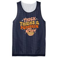 Thick Thighs Pumpkin Pies Autumn Thanksgiving Groovy Retro Mesh Reversible Basketball Jersey Tank