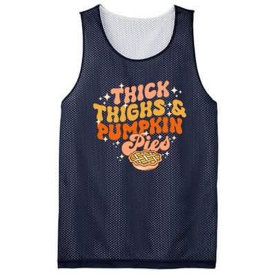 Thick Thighs Pumpkin Pies Autumn Thanksgiving Groovy Retro Mesh Reversible Basketball Jersey Tank